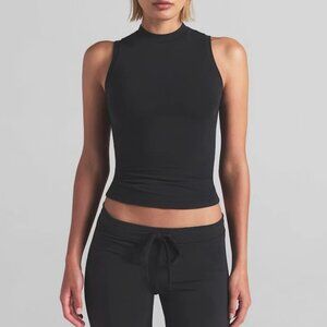 Skims Cotton Jersey Mock Neck Tank Soot Size S